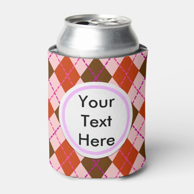 Pink Argyle Can Cooler (Can Front)