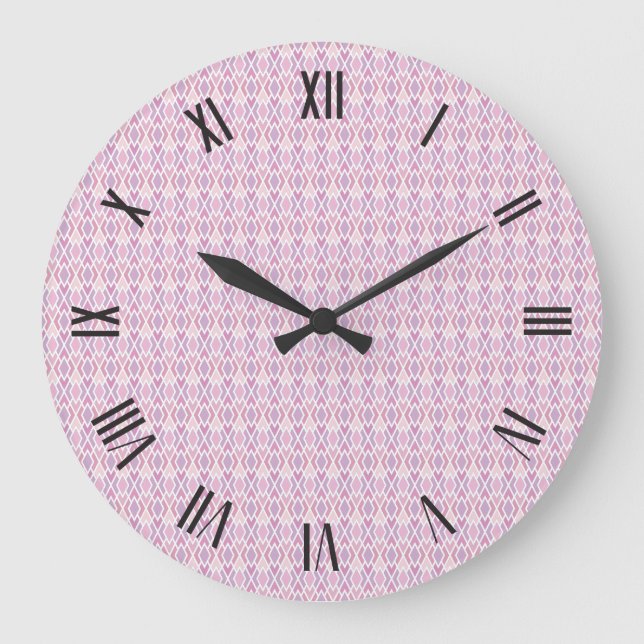 Pink Argyle Large Clock (Front)