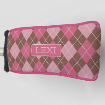 Pink Argyle on Brown Vintage Pattern with any name
