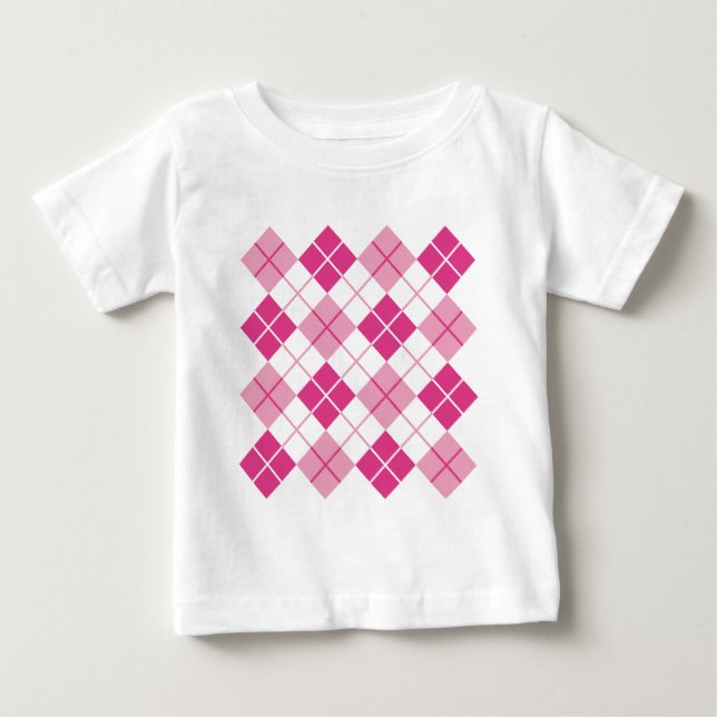 Pink Argyle Pattern Baby T-Shirt (Front)