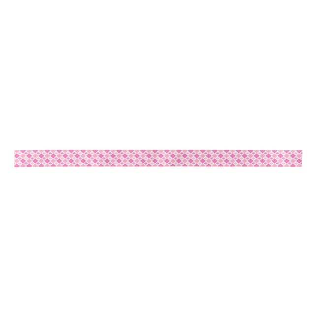 Pink Argyle Paw Print Pattern Satin Ribbon (Front)
