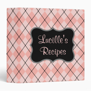 Pink Argyle Recipe Binder