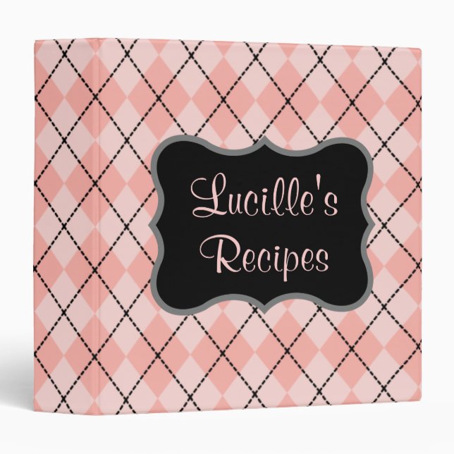 Pink Argyle Recipe Binder (Front/Spine)