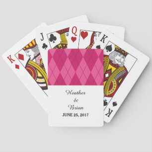 Pink Argyle Wedding Playing Cards