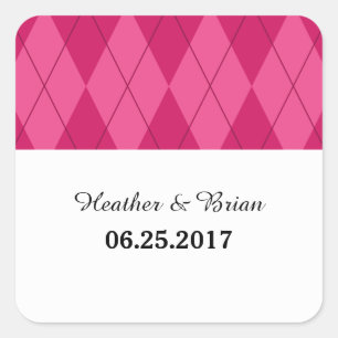 Pink Argyle Wedding Stickers