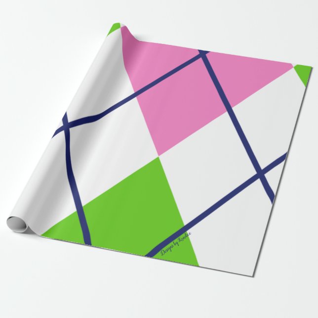 Pink Argyle Wrapping Paper (Unrolled)