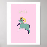 Pink Aries, zodiac, star sign print