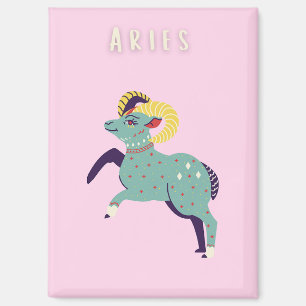Pink Aries, zodiac, star sign print Magnet