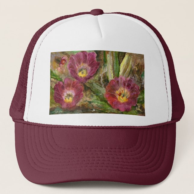 Pink Arizona Desert Flowers Trucker Hat (Front)
