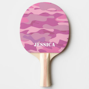 Pink army camouflage ping pong paddle for girls