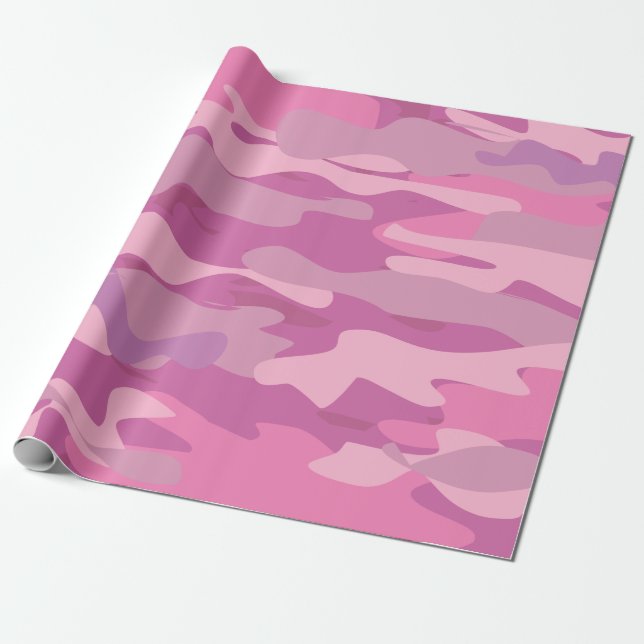 Pink army colour camouflage Christmas holiday Wrapping Paper (Unrolled)