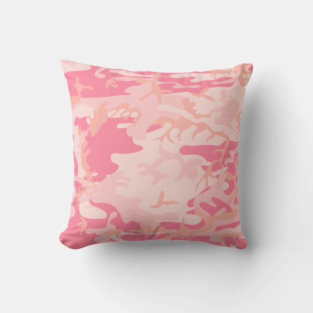 Pink Army Print Throw Pillow (Front)