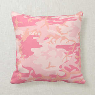 Pink Army Print Throw Pillow