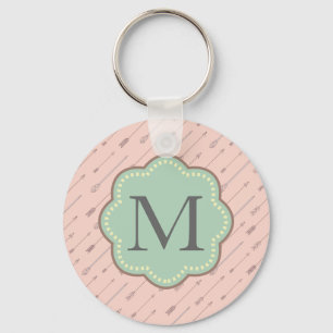 Pink Arrows Monogram Keychain