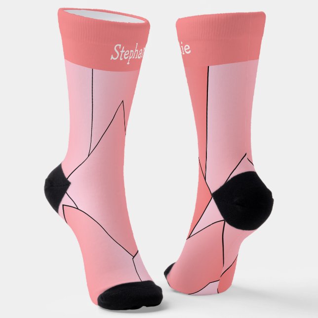 Pink Art Deco Design Socks (Angled)