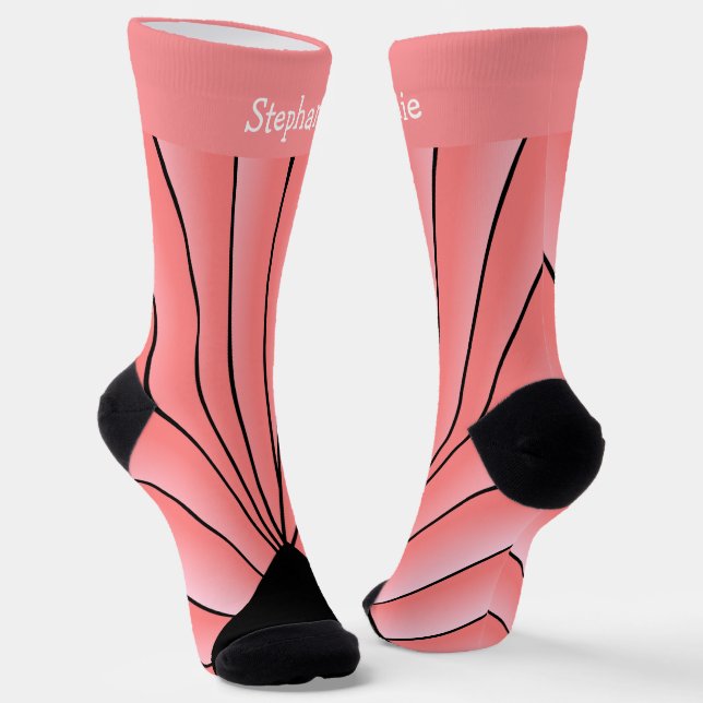 Pink Art Deco Design Socks (Angled)