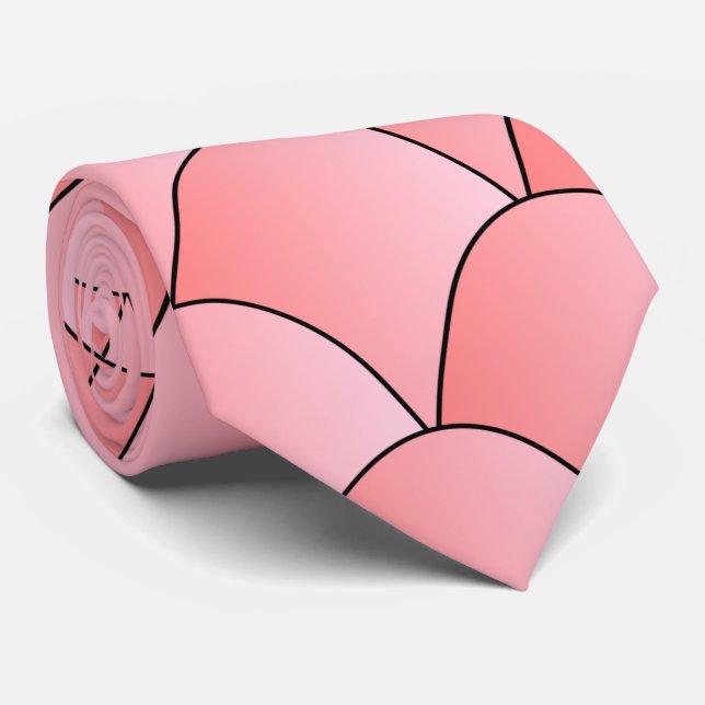 Pink Art Deco Design Tie (Rolled)