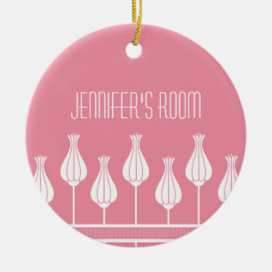 Pink Art Deco Floral Door Ornament