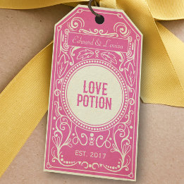 Pink art déco potion d'amour apothecaire étiquette