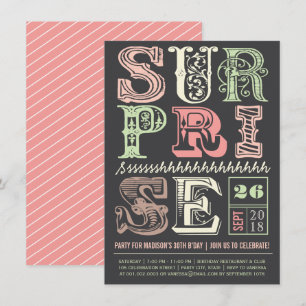 Pink Art Deco Surprise Party Adult Birthday Invite
