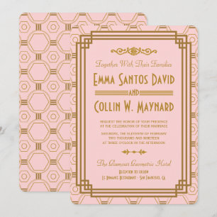 Pink Art Deco Wedding Invitations