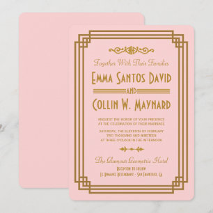 Pink Art Deco Wedding Invitations