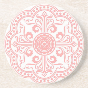 Pink Art Nouvea Floral Pattern Coaster