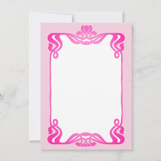Pink Art Nouveau Border   Card (Front)