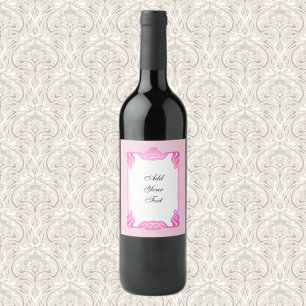 Pink Art Nouveau Border  Wine Label