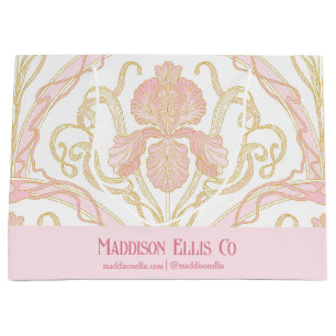 Pink Art Nouveau Floral Business Gift Bag