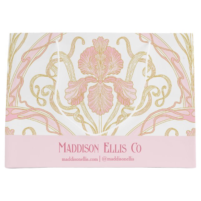 Pink Art Nouveau Floral Business Gift Bag (Front)