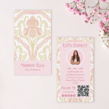 Pink Art Nouveau Floral QR Code and Photo