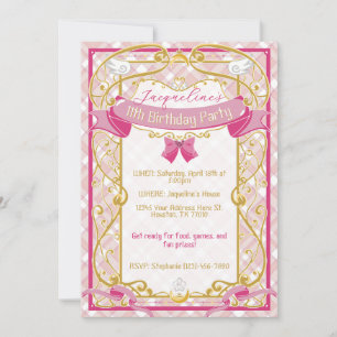 Pink Art Nouveau Magical Girl Birthday Invitation