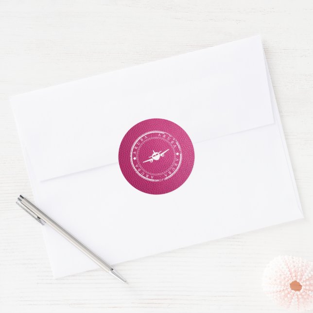 Pink Aruba Passport Classic Round Sticker (Envelope)