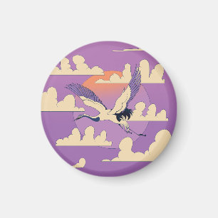 Pink Asian Crane Bird Magnet