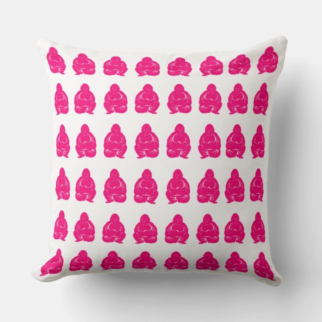Pink Asian Moods Buddah Boys Throw Pillow (Front)