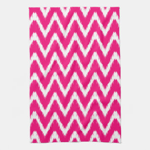 Pink Asian Moods Ikat Chevrons Kitchen Towel