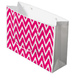 Pink Asian Moods Ikat Chevrons Large Gift Bag