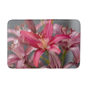 Pink Asiatic Lily, Flower Photography Bath Mat