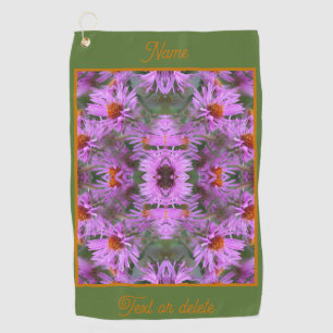 Pink Aster Flowers Abstract Personalized Golf Towel