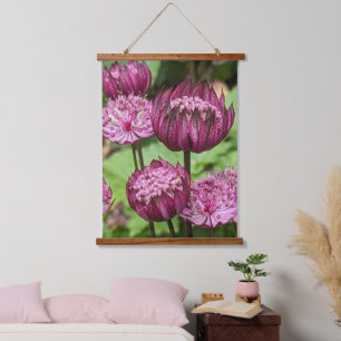 Pink Astrantia Flowers Floral Hanging Tapestry