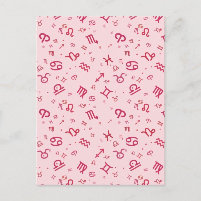 Pink Astrology Zodiac Symbol Sign  Holiday Postcard (Front)