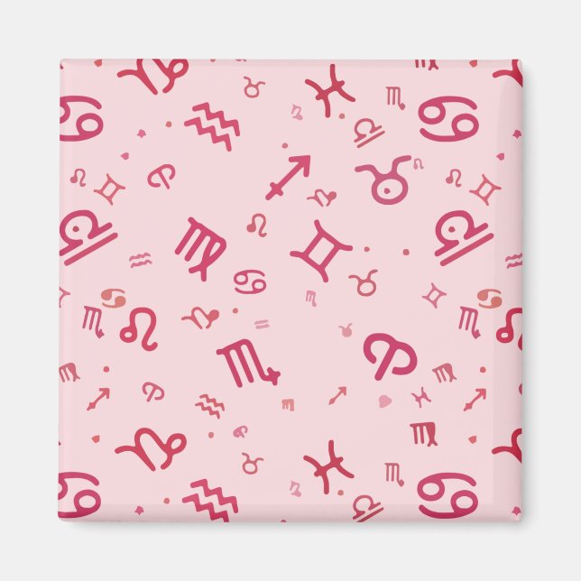 Pink Astrology Zodiac Symbol Sign  Magnet (Front)