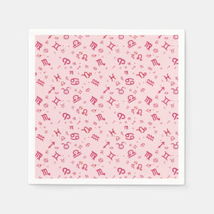 Pink Astrology Zodiac Symbol Sign  Napkin