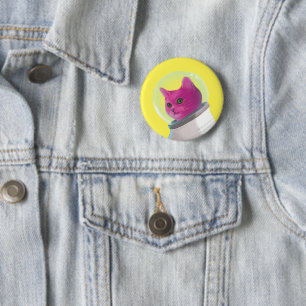 Pink astronaut cat 2 inch round button