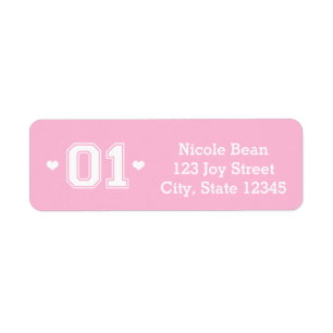 Pink Athletic 01 1st Birthday Address Labels