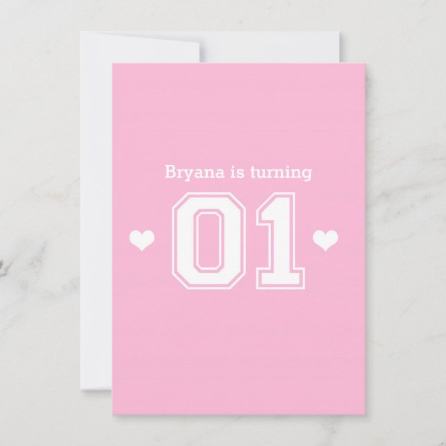 Pink Athletic 01 1st Birthday Party Invitations (Front)