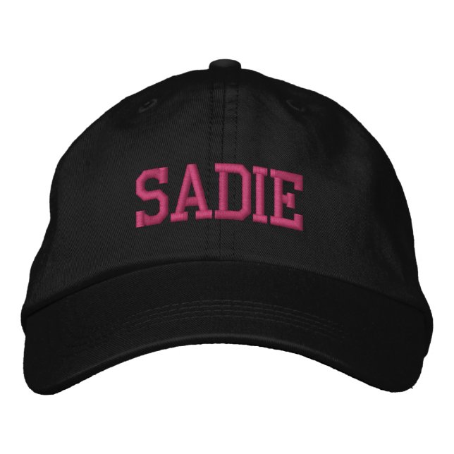 Pink Athletic Block Monogram Custom Name Embroidered Hat (Front)