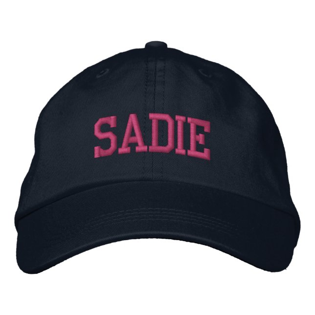 Pink Athletic Block Monogram Custom Name Embroidered Hat (Front)