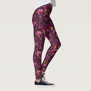 Pink Athletic Calla lilies Fantasy Mothers Day  Leggings